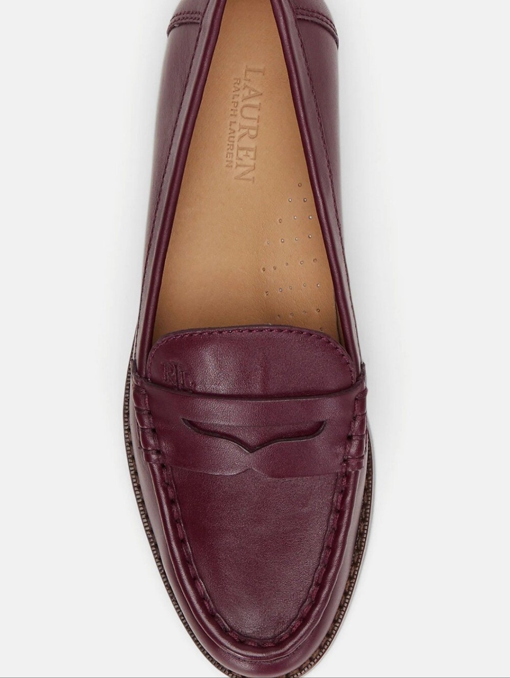 Lauren Ralph  Woomen Wynnie Nappa Leather Penny Loafers - Burgundy - Size 10 - Picture 3 of 8